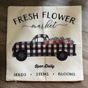 Fresh Flower Market Pillow Case Cover 17"x17" Zipper Burlap